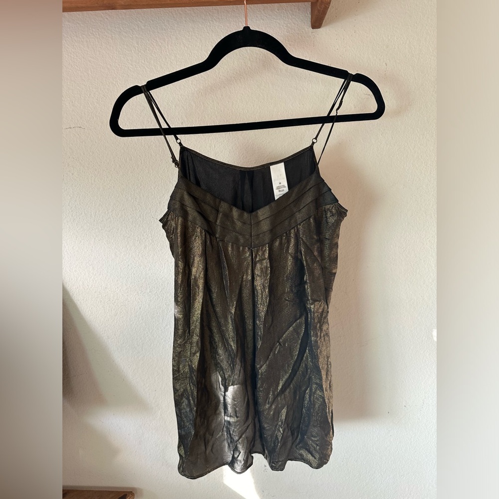 Gold silk tank top
